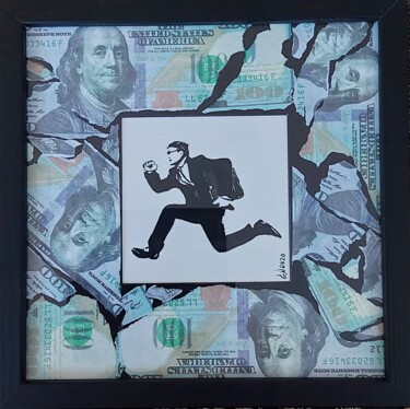 Collages titled "Busy men3" by Galina N, Original Artwork, Acrylic