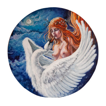 Schilderij getiteld ""Leda and the Swan"" door Halyna Mur, Origineel Kunstwerk, Acryl