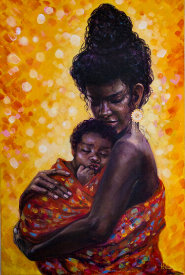 Painting titled ""Motherhood. Tender…" by Halyna Mur, Original Artwork, Acrylic
