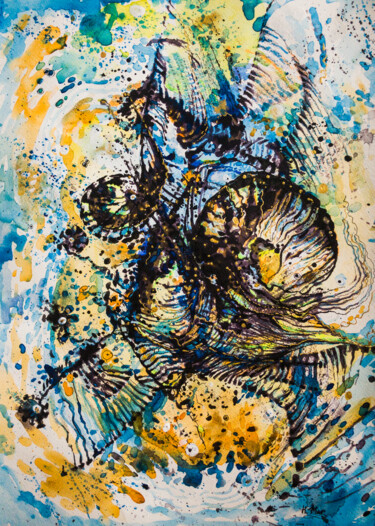 Картина под названием ""A serene journey"" - Halyna Mur, Подлинное произведение искусства, Акварель Установлен на Деревянная…