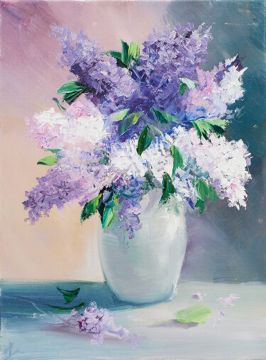 Painting titled "Lilac from my garden" by Galiya Hami, Original Artwork, Oil