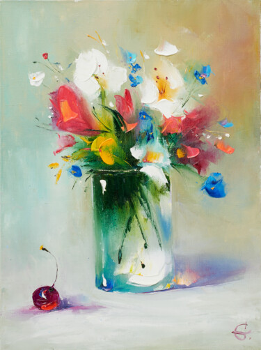 Schilderij getiteld "Field bouquet" door Galiya Hami, Origineel Kunstwerk, Olie
