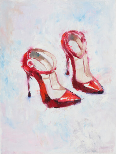 Painting titled "Red shoes" by Galiya Hami, Original Artwork, Oil