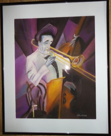 Drawing titled "trompettiste-1.jpg" by Jocelyne Gallecier, Original Artwork, Pastel