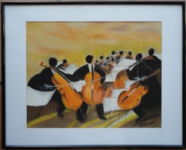 Disegno intitolato "musiciens.jpg" da Jocelyne Gallecier, Opera d'arte originale, Pastello
