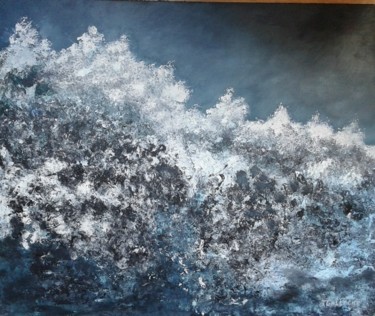 Painting titled "Au coeur de la vague" by Jocelyne Gallecier, Original Artwork, Acrylic