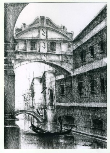 Drawing titled "Ponte dei Sospiri,…" by Maria Teresa Mulatti Garibaldi, Original Artwork