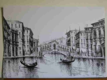 Drawing titled "Ponte di Rialto, Or…" by Maria Teresa Mulatti Garibaldi, Original Artwork