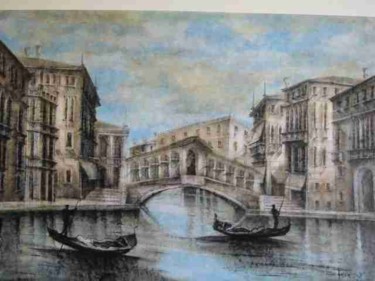 Рисунок под названием "Ponte di Rialto, Or…" - Maria Teresa Mulatti Garibaldi, Подлинное произведение искусства