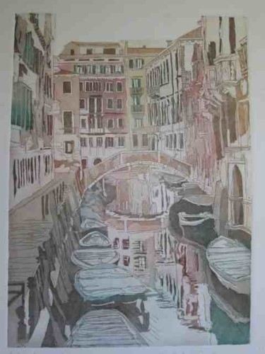 Printmaking titled "Rio di ****, Castel…" by Maria Teresa Mulatti Garibaldi, Original Artwork