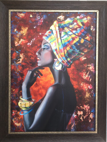 Painting titled "Африканка" by Olga Bazanova, Original Artwork, Oil