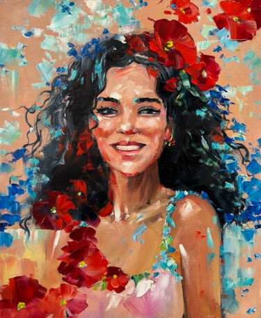 Painting titled "Esmeralda" by Olga Bazanova, Original Artwork, Oil