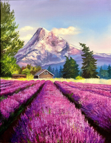 Painting titled "Lavender Life" by Olga Bazanova, Original Artwork, Oil