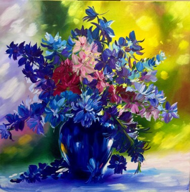 Painting titled "Bouquet of Lilac" by Olga Bazanova, Original Artwork, Oil