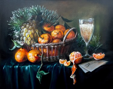 Schilderij getiteld "New Year's still li…" door Olga Bazanova, Origineel Kunstwerk, Olie