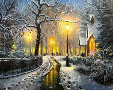 Painting titled "Winter's Tale" by Olga Bazanova, Original Artwork, Oil