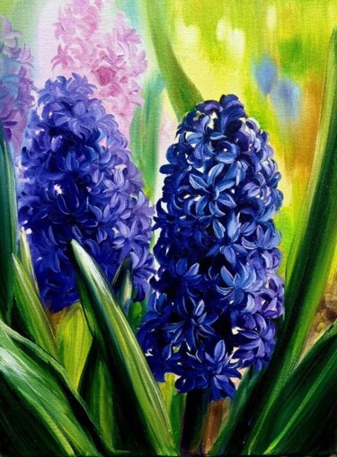 Painting titled "Hyacinth" by Olga Bazanova, Original Artwork, Oil