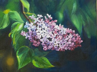 Painting titled "Lilac" by Olga Bazanova, Original Artwork, Oil