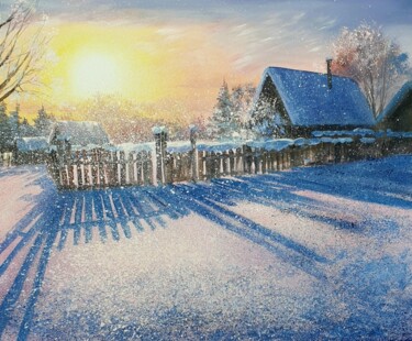 Painting titled "Winter time" by Olga Bazanova, Original Artwork, Oil