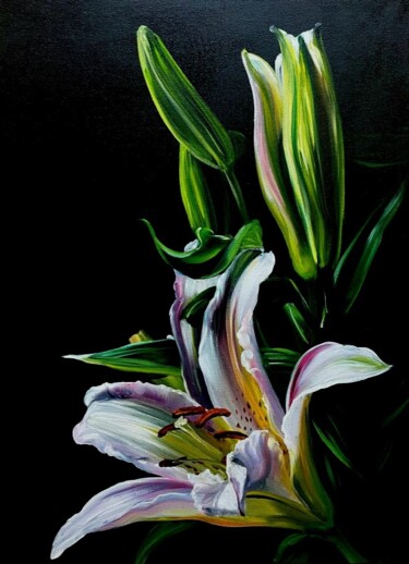 Painting titled "Lily" by Olga Bazanova, Original Artwork, Oil