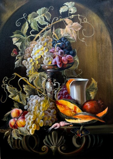 Pittura intitolato "Still life with fru…" da Olga Bazanova, Opera d'arte originale, Olio