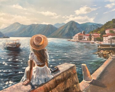 Painting titled "Seaport" by Olga Bazanova, Original Artwork, Oil