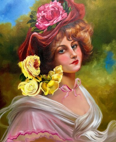 Painting titled "Portrait of a woman" by Olga Bazanova, Original Artwork, Oil