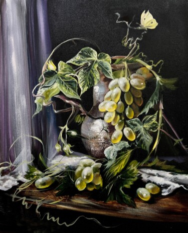 Pintura intitulada "Bindweed with grapes" por Olga Bazanova, Obras de arte originais, Óleo