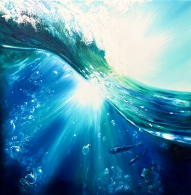 Malerei mit dem Titel "Sea wave" von Olga Bazanova, Original-Kunstwerk, Öl