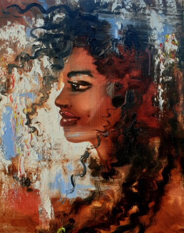 Painting titled "African" by Olga Bazanova, Original Artwork, Oil