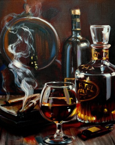 Pintura titulada "Still life with cig…" por Olga Bazanova, Obra de arte original, Oleo
