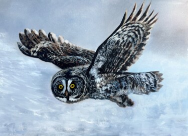 Pintura intitulada "Owl" por Olga Bazanova, Obras de arte originais, Óleo