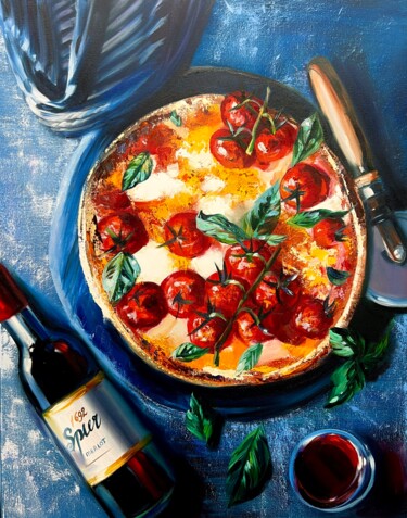 Malerei mit dem Titel "Italian pizza" von Olga Bazanova, Original-Kunstwerk, Öl