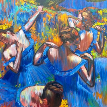 Peinture intitulée "Blue dancers" par Olga Bazanova, Œuvre d'art originale, Huile
