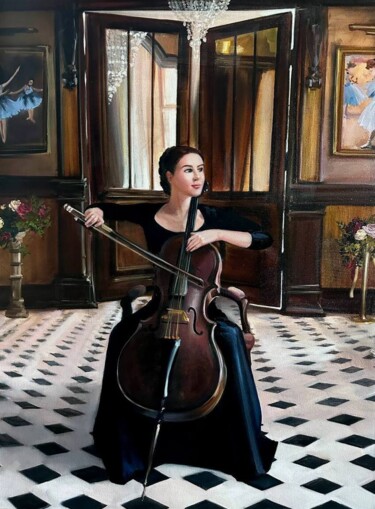 Pintura titulada "Cello" por Olga Bazanova, Obra de arte original, Oleo