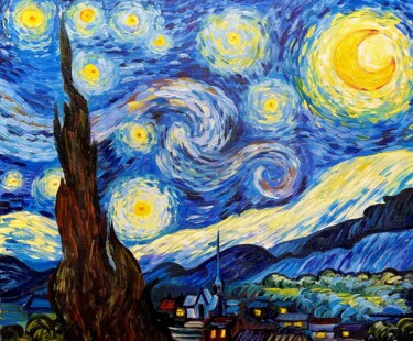 Картина под названием "Starry night" - Ольга Базанова, Подлинное произведение искусства, Масло