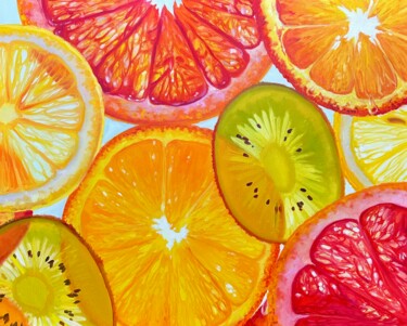 「Citrus mix」というタイトルの絵画 Ольга Базановаによって, オリジナルのアートワーク, オイル