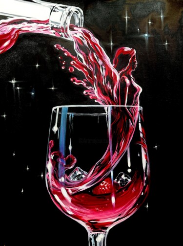 Painting titled "Wineglass. Abstract…" by Olga Bazanova, Original Artwork, Oil