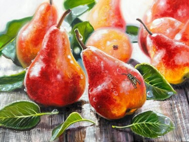 Pittura intitolato "Juicy Pears" da Olga Bazanova, Opera d'arte originale, Olio