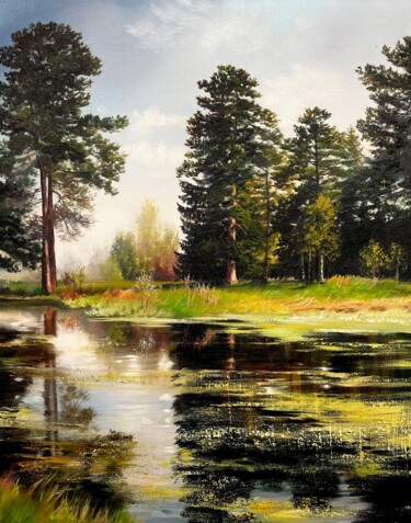 Pintura titulada "Forest landscape" por Olga Bazanova, Obra de arte original, Oleo