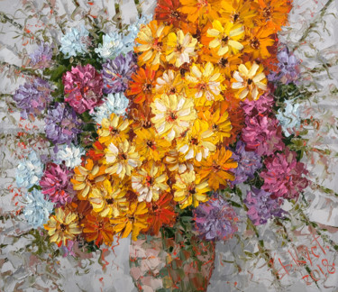 Peinture intitulée "Autumn bouquet" par Dmitry Kustanovich, Œuvre d'art originale, Huile Monté sur Châssis en bois