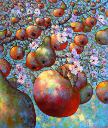 Картина под названием "Garden of Joy (Giar…" - Dmitry Kustanovich, Подлинное произведение искусства, Масло Установлен на Дер…