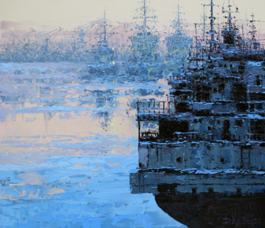 Painting titled "From series «Port»" by Dmitry Kustanovich, Original Artwork, Oil Mounted on Wood Stretcher frame