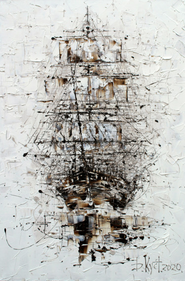 Картина под названием "Sailboat" - Dmitry Kustanovich, Подлинное произведение искусства, Масло Установлен на Деревянная рама…