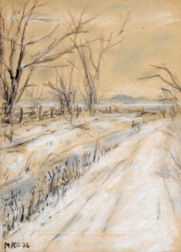 Malerei mit dem Titel "Winter im Erzgebirge" von Gallery Schöneweide, Original-Kunstwerk, Aquarell