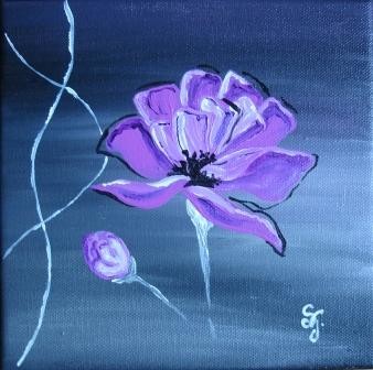 Peinture intitulée "Fleurs violettes" par Stéphanie Gallier, Œuvre d'art originale, Huile