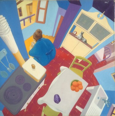 INTERNO CON PIANEROTTOLO Painting titled "INTERNO CON PIANERO…" by Stefano Galli, Original Art, Acrylic