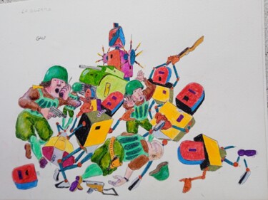 Dibujo titulada "guerra" por Stefano Galli, Obra de arte original, Pastel