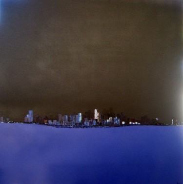 「Nuit bleue」というタイトルの絵画 Sigaによって, オリジナルのアートワーク, アクリル ウッドストレッチャーフレームにマウント