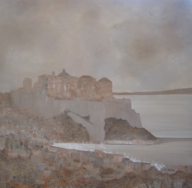 Painting titled "La citadelle de Cal…" by Siga, Original Artwork, Oil
